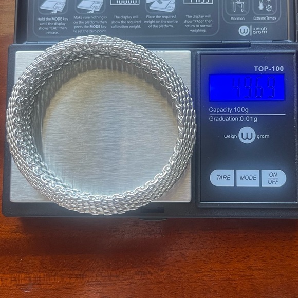 STERLING SILVER LUXURY LARGE BOLD MESH BRACELET - Picture 3 of 8